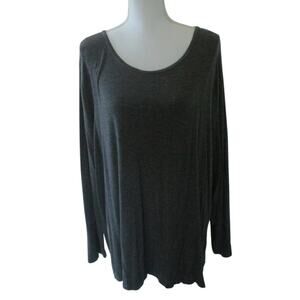 Falls Creek Women's Plus Gray Stretch Long Sleeve Tee Shirt Size 3X